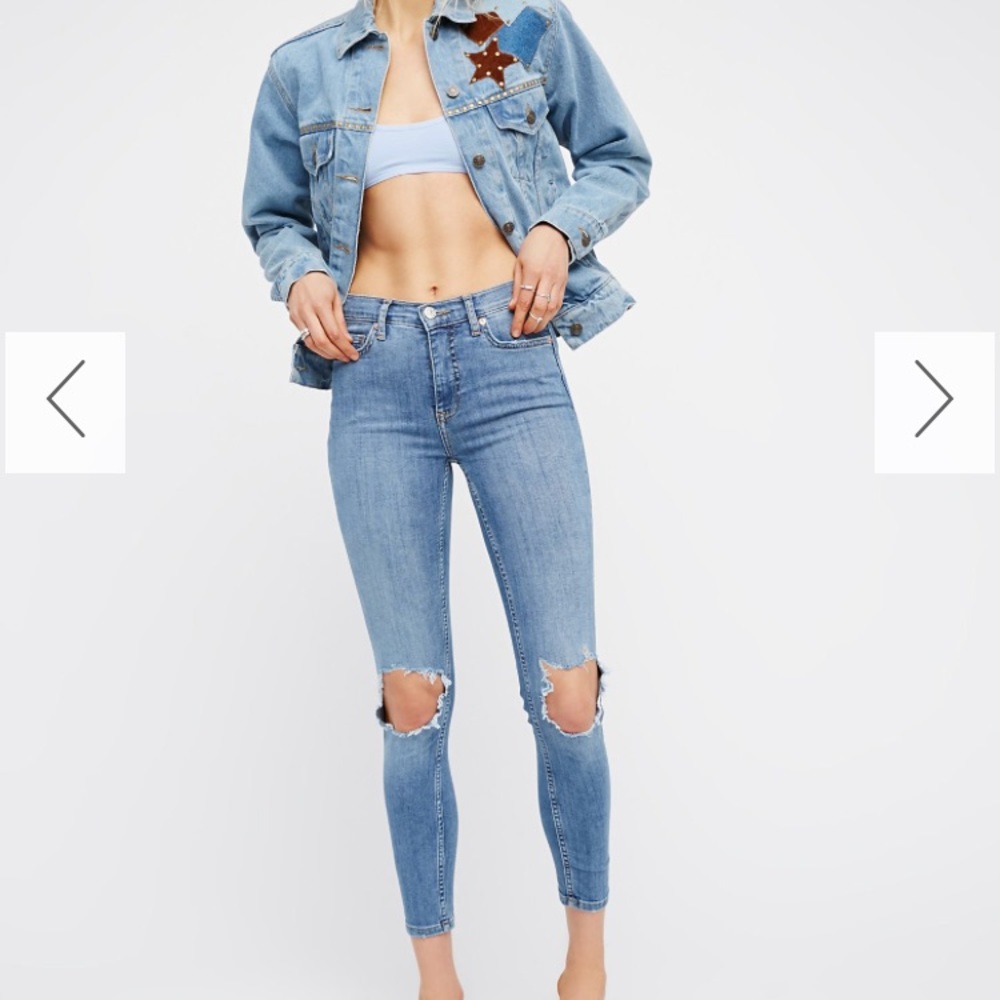 Free People High Rise Busted Knee Skinny